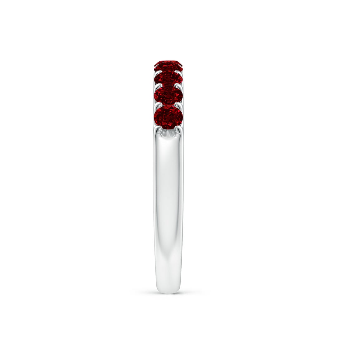 2.5mm AAAA Shared Prong Set Half Eternity Ruby Wedding Band in White Gold - side 6