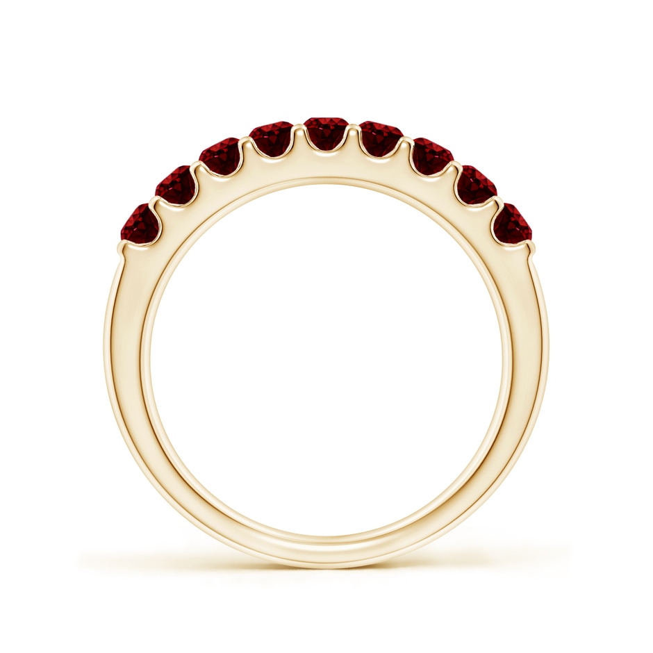 2.5mm AAAA Shared Prong Set Half Eternity Ruby Wedding Band in Yellow Gold side 199