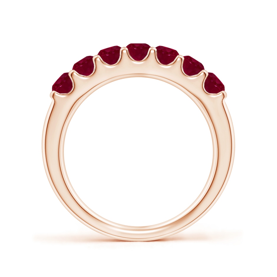 3.1mm A Shared Prong Set Half Eternity Ruby Wedding Band in Rose Gold side 199