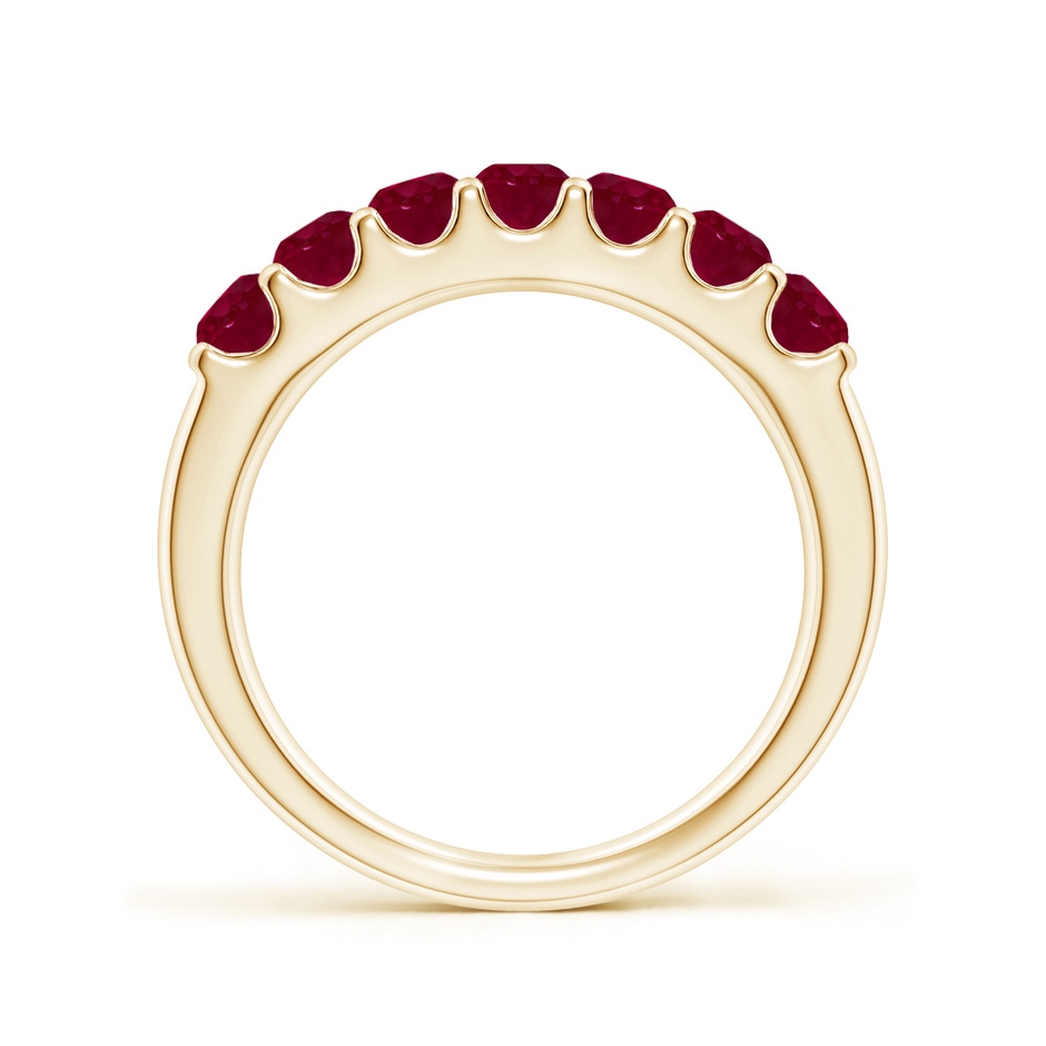 3.1mm A Shared Prong Set Half Eternity Ruby Wedding Band in Yellow Gold side 199