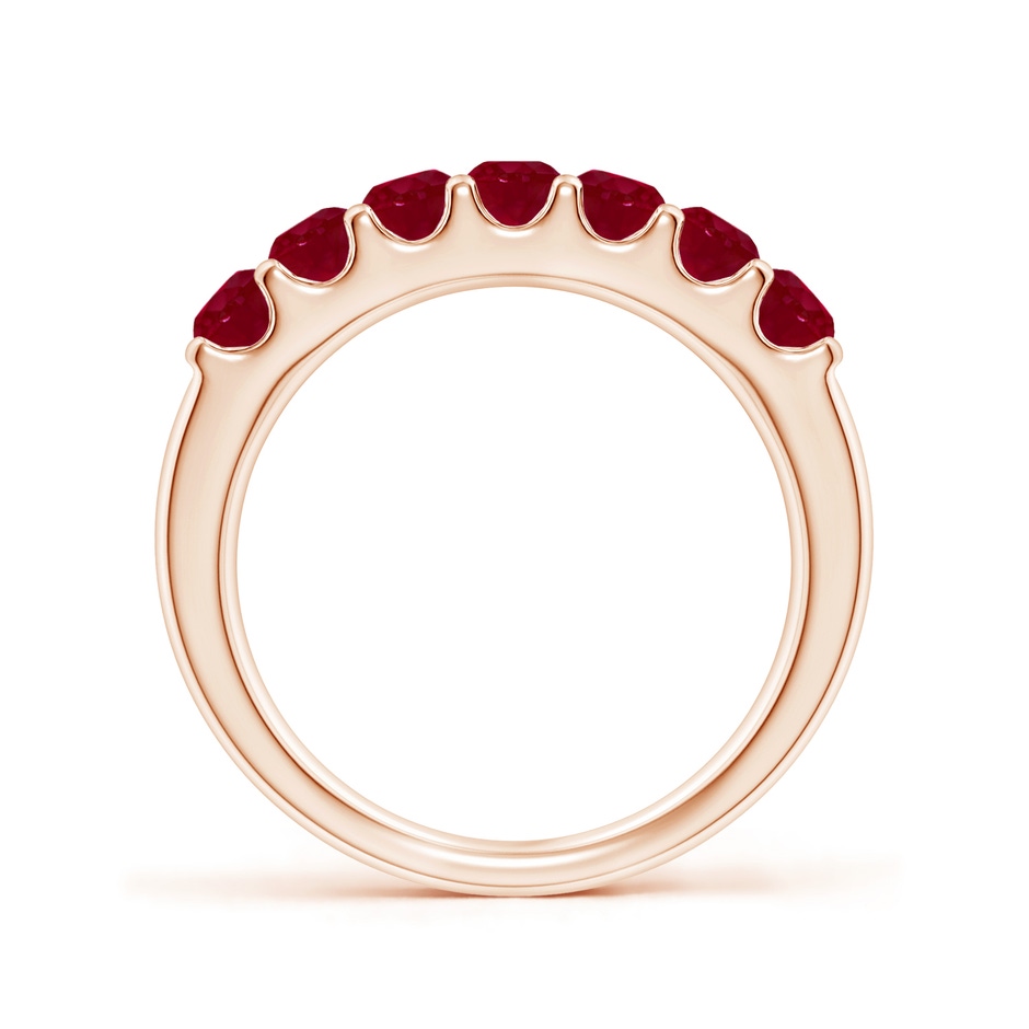3.1mm AA Shared Prong Set Half Eternity Ruby Wedding Band in Rose Gold side 199