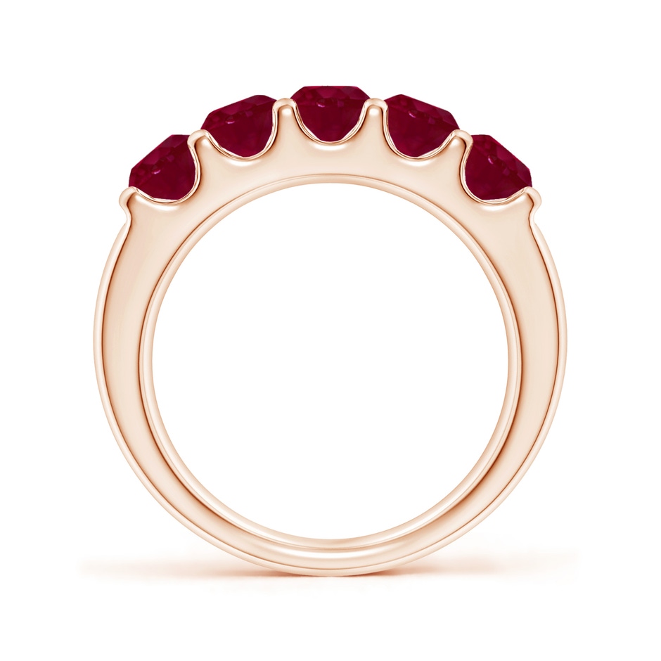 4.2mm A Shared Prong Set Half Eternity Ruby Wedding Band in Rose Gold side 199
