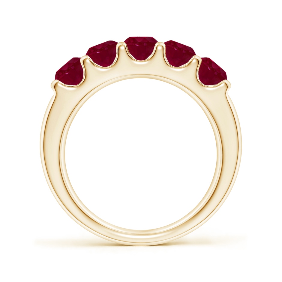 4.2mm A Shared Prong Set Half Eternity Ruby Wedding Band in Yellow Gold side 199