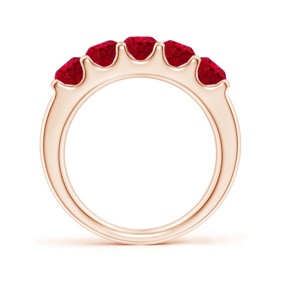 4.2mm AAA Shared Prong Set Half Eternity Ruby Wedding Band in Rose Gold side 199