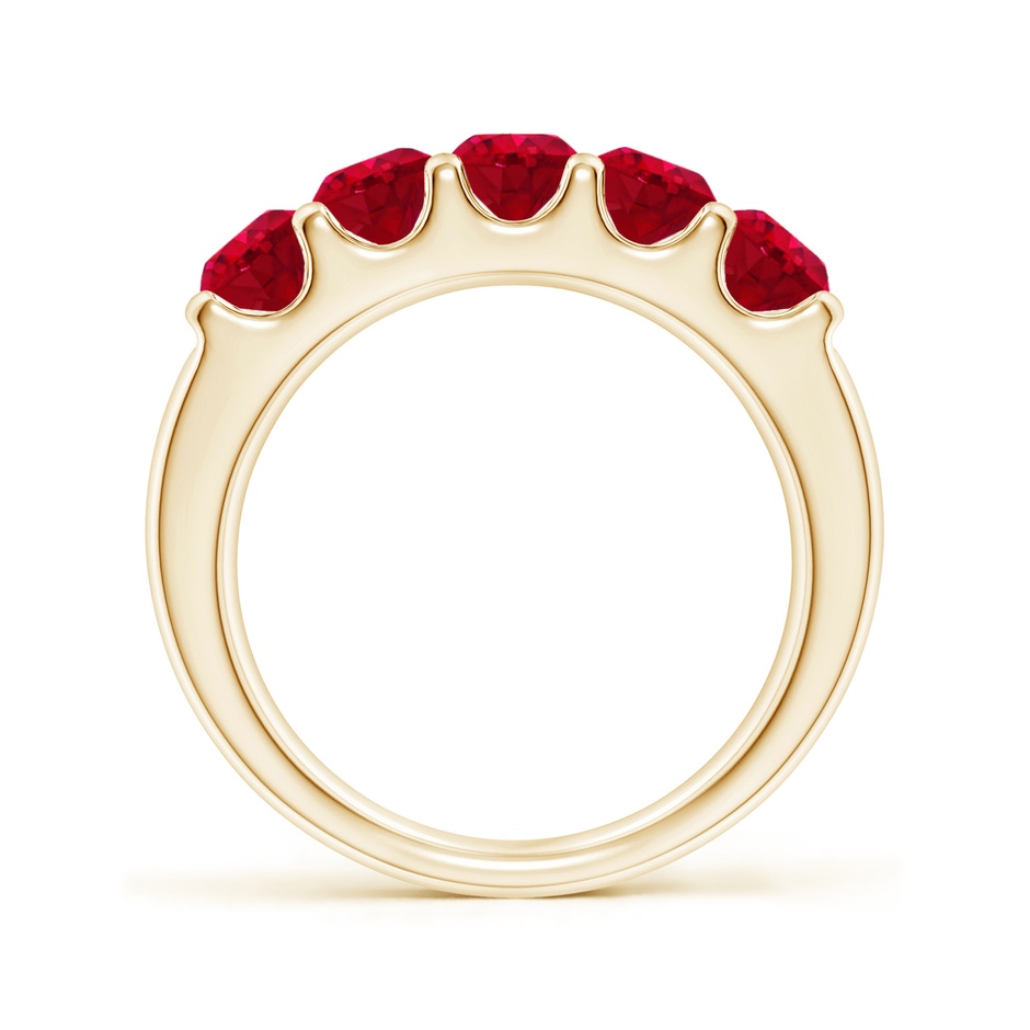 4.2mm AAA Shared Prong Set Half Eternity Ruby Wedding Band in Yellow Gold side 199