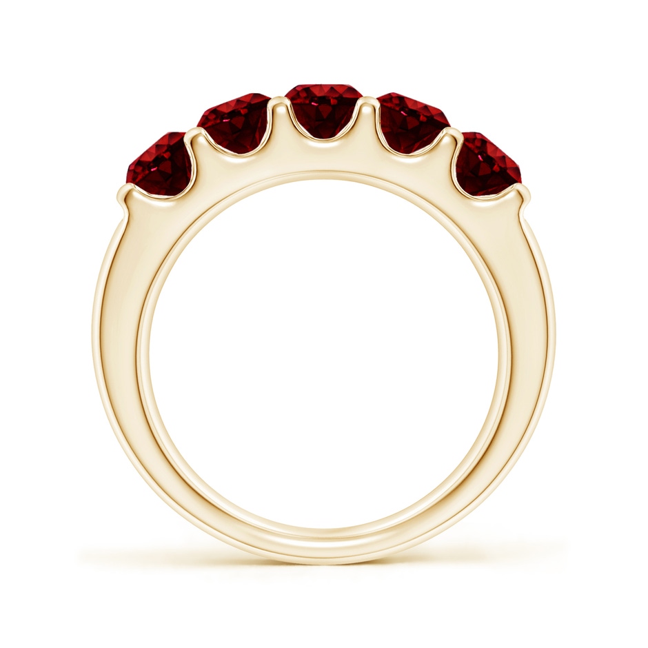 4.2mm AAAA Shared Prong Set Half Eternity Ruby Wedding Band in Yellow Gold side 199