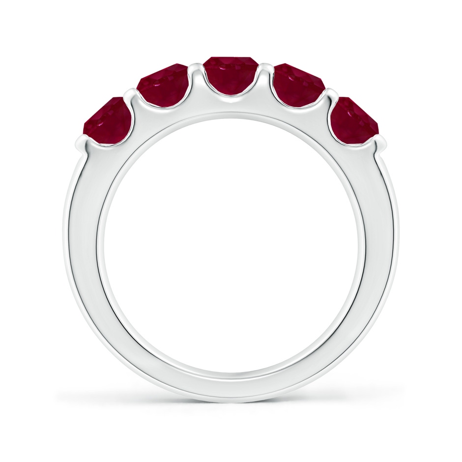 4.5mm A Shared Prong Set Half Eternity Ruby Wedding Band in P950 Platinum side 199