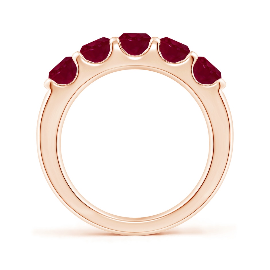4.5mm A Shared Prong Set Half Eternity Ruby Wedding Band in Rose Gold side 199