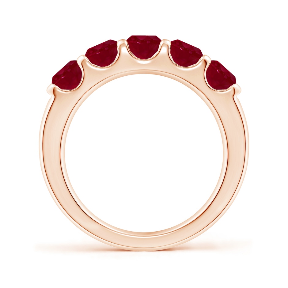 4.5mm AA Shared Prong Set Half Eternity Ruby Wedding Band in Rose Gold side 199