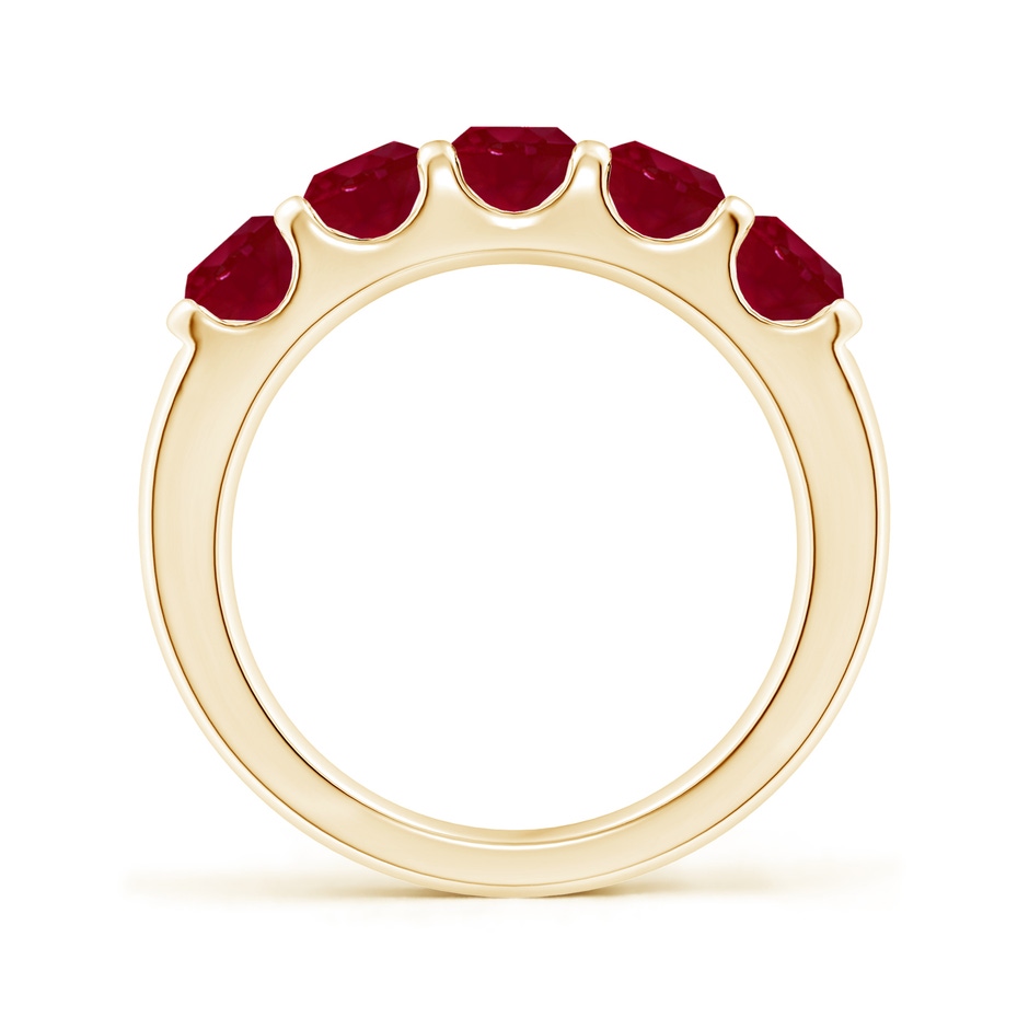 4.5mm AA Shared Prong Set Half Eternity Ruby Wedding Band in Yellow Gold side 199