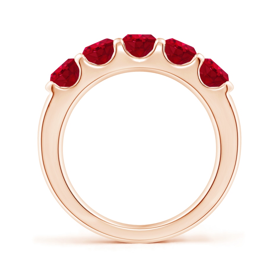 4.5mm AAA Shared Prong Set Half Eternity Ruby Wedding Band in Rose Gold side 199