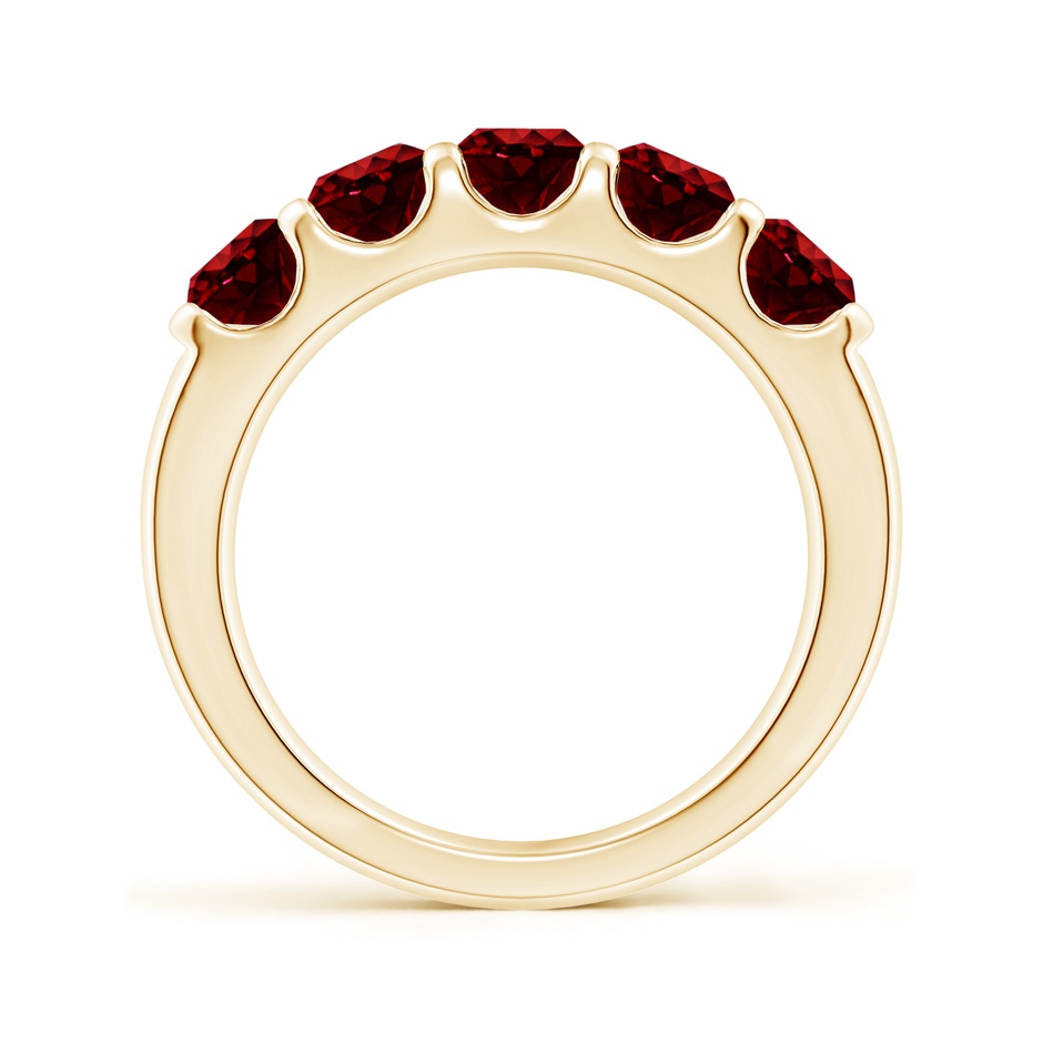 4.5mm AAAA Shared Prong Set Half Eternity Ruby Wedding Band in Yellow Gold side 199