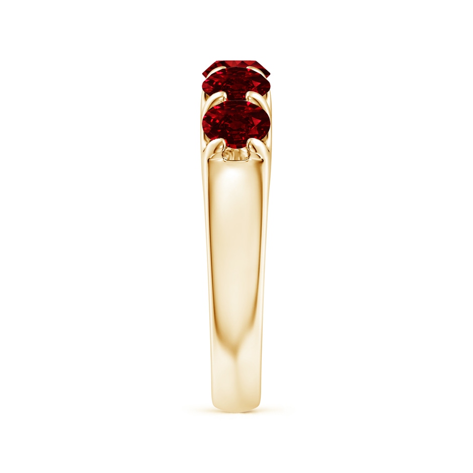 4.5mm AAAA Shared Prong Set Half Eternity Ruby Wedding Band in Yellow Gold side 299