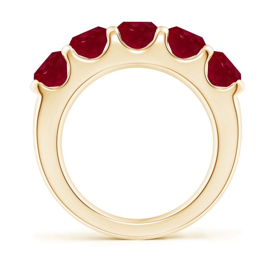 5.5mm AA Shared Prong Set Half Eternity Ruby Wedding Band in Yellow Gold side 199
