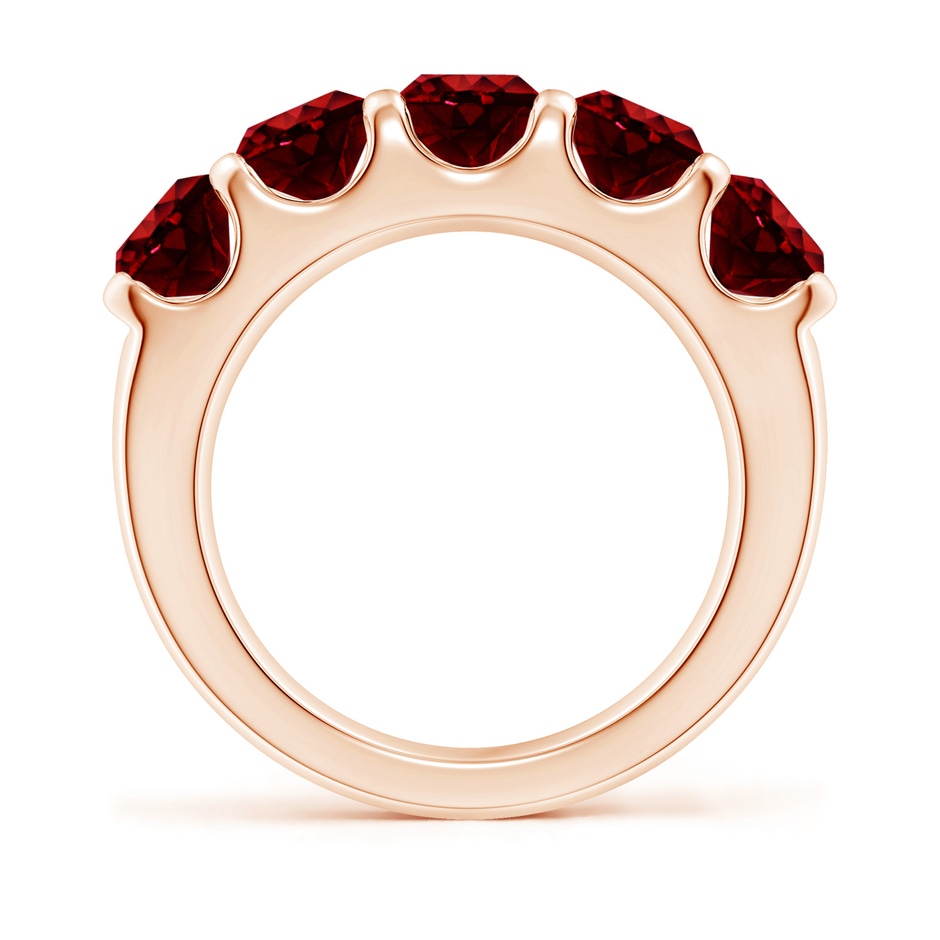 5.5mm AAAA Shared Prong Set Half Eternity Ruby Wedding Band in Rose Gold side 199