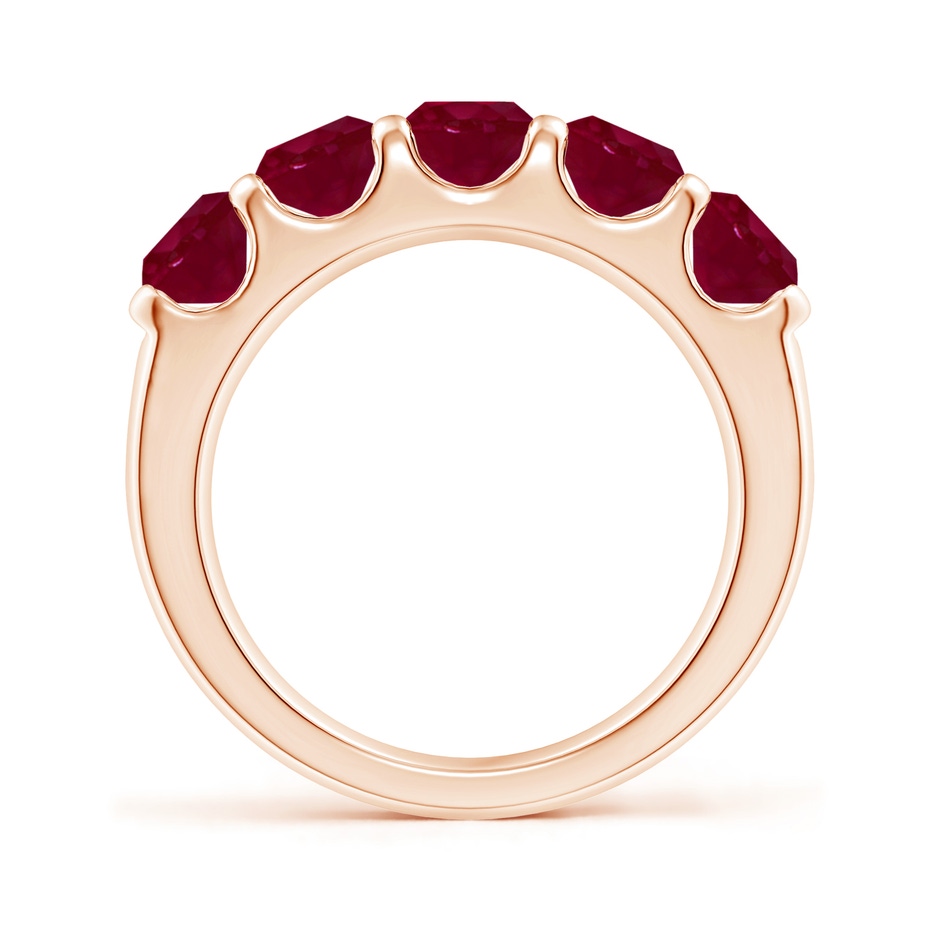 5mm A Shared Prong Set Half Eternity Ruby Wedding Band in Rose Gold side 199