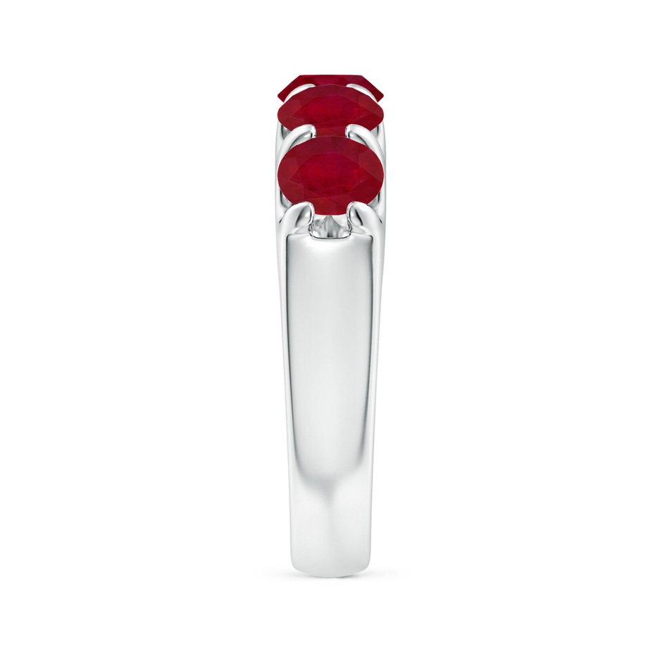 5mm AA Shared Prong Set Half Eternity Ruby Wedding Band in P950 Platinum side 299