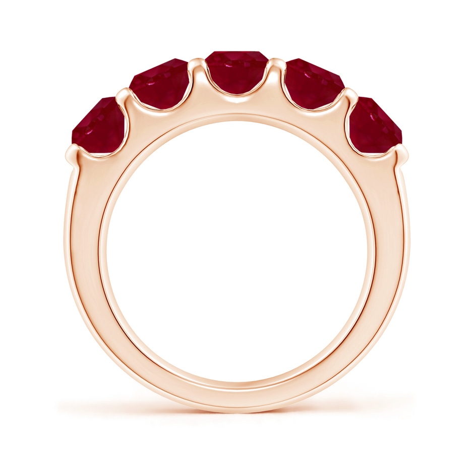5mm AA Shared Prong Set Half Eternity Ruby Wedding Band in Rose Gold side 199