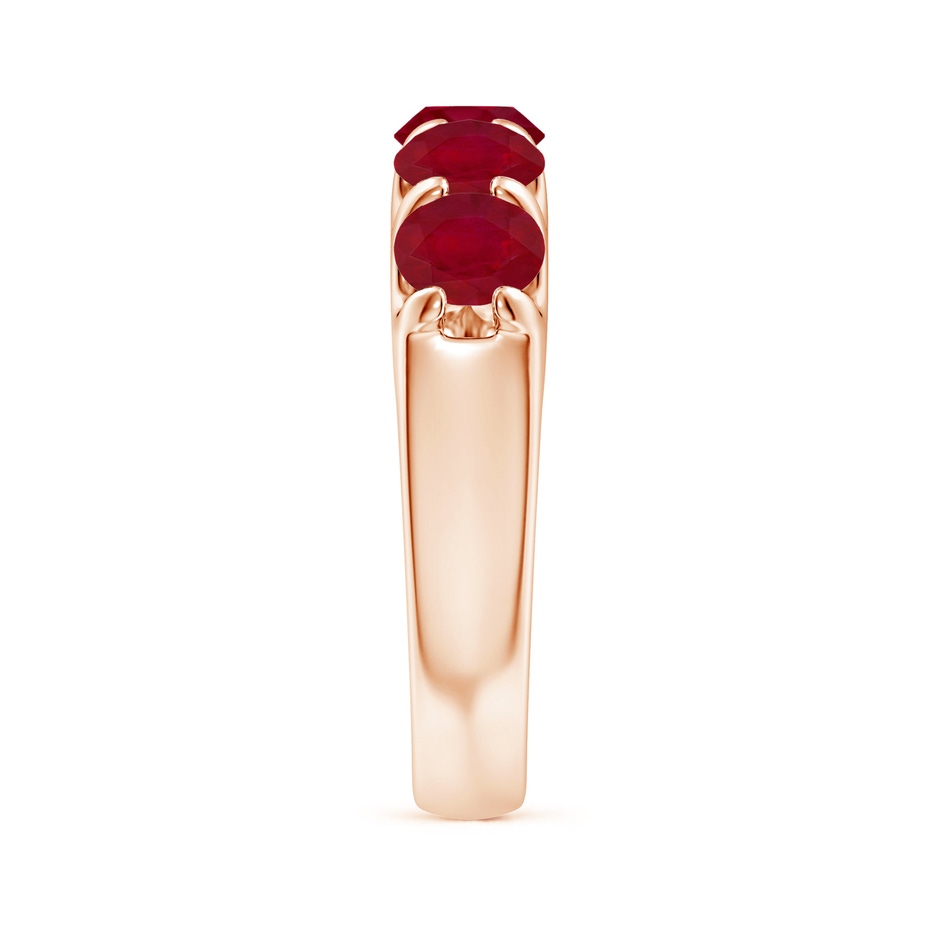 5mm AA Shared Prong Set Half Eternity Ruby Wedding Band in Rose Gold side 299