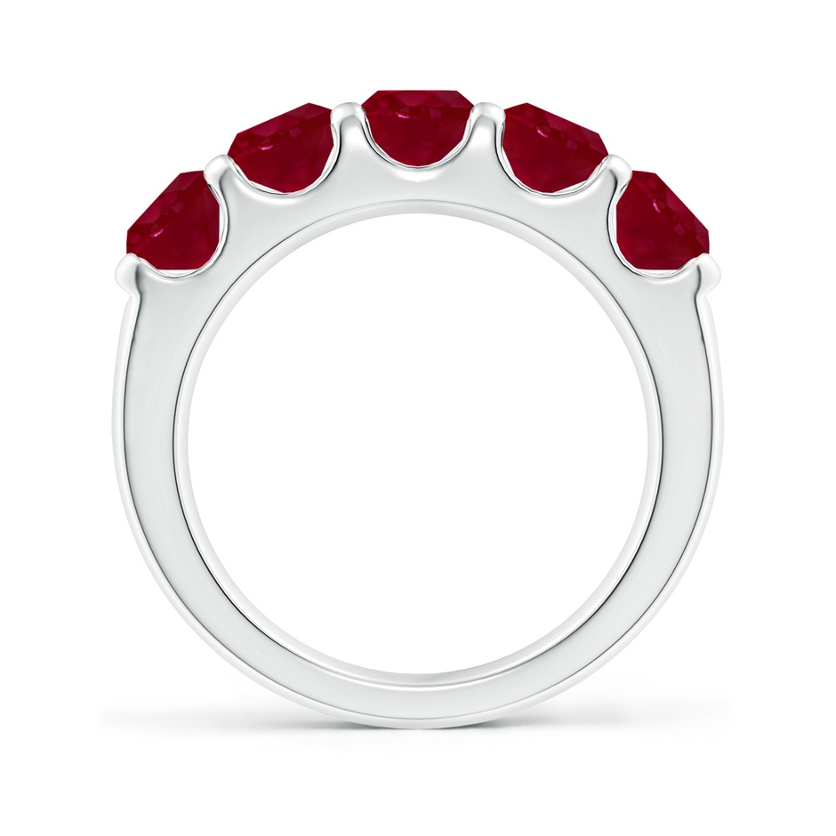 5mm AA Shared Prong Set Half Eternity Ruby Wedding Band in White Gold side 199