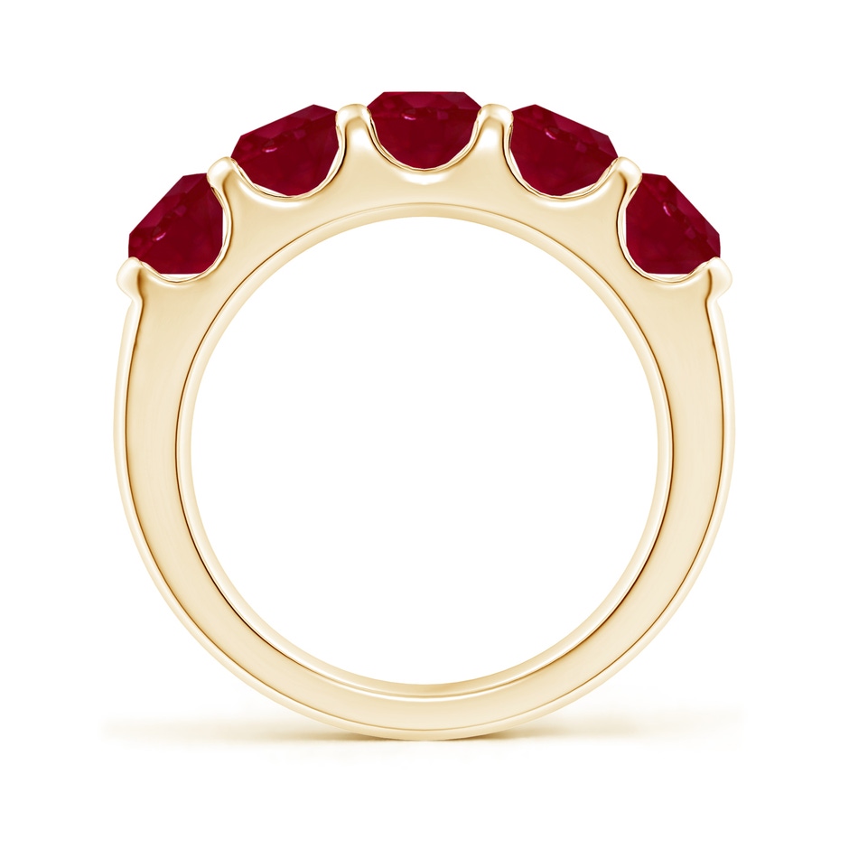 5mm AA Shared Prong Set Half Eternity Ruby Wedding Band in Yellow Gold side 199