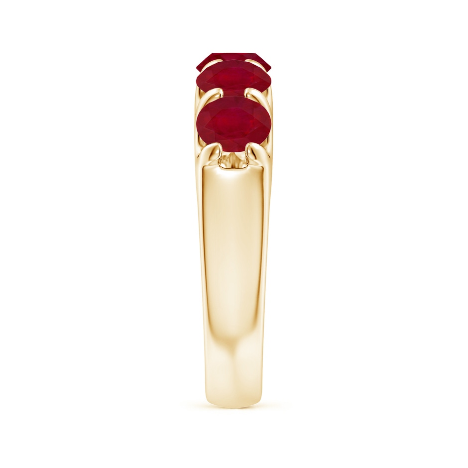 5mm AA Shared Prong Set Half Eternity Ruby Wedding Band in Yellow Gold side 299