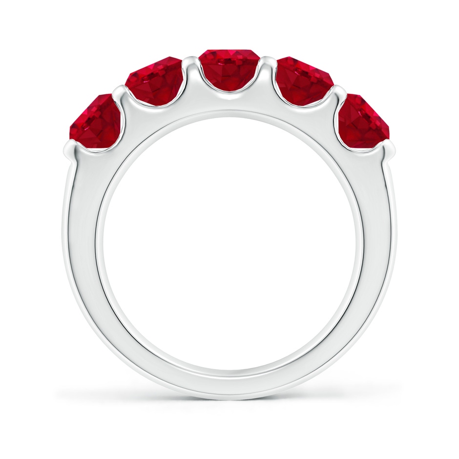 5mm AAA Shared Prong Set Half Eternity Ruby Wedding Band in White Gold side 199