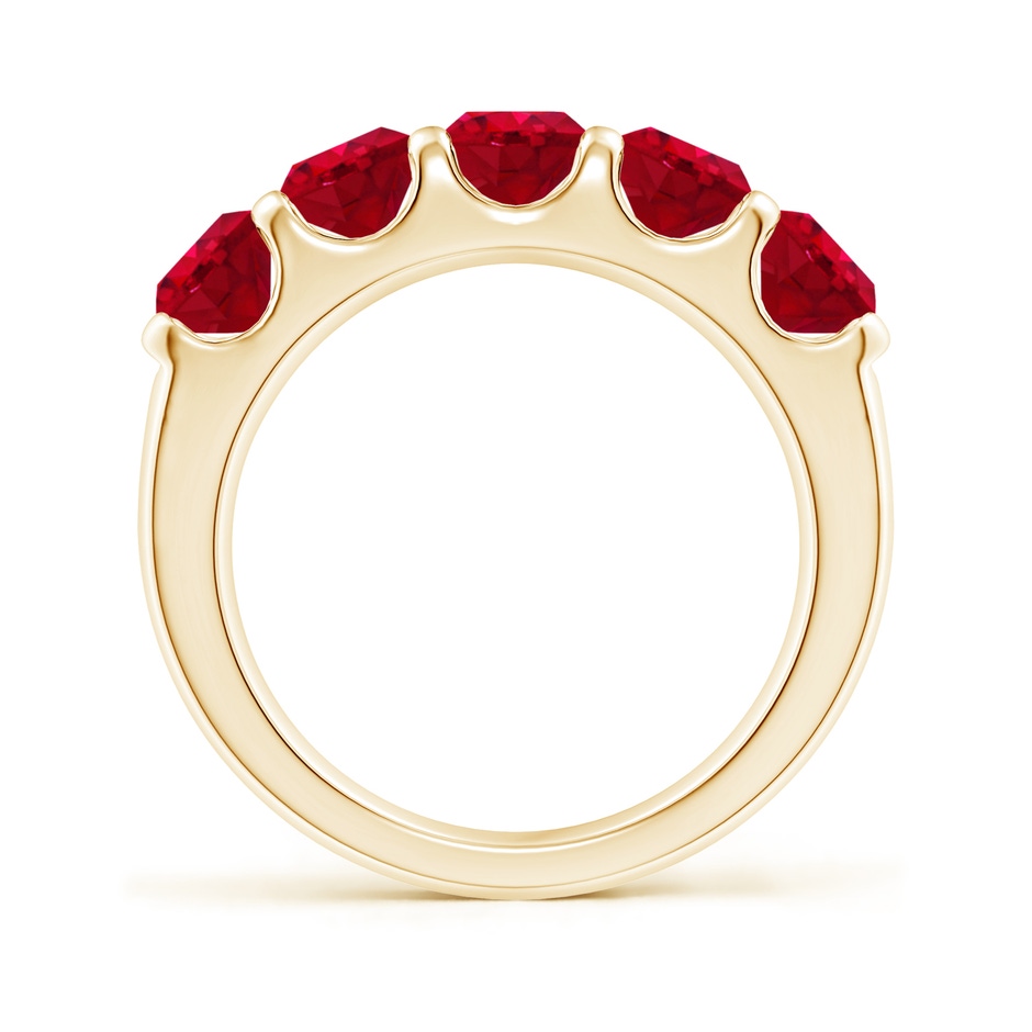 5mm AAA Shared Prong Set Half Eternity Ruby Wedding Band in Yellow Gold side 199