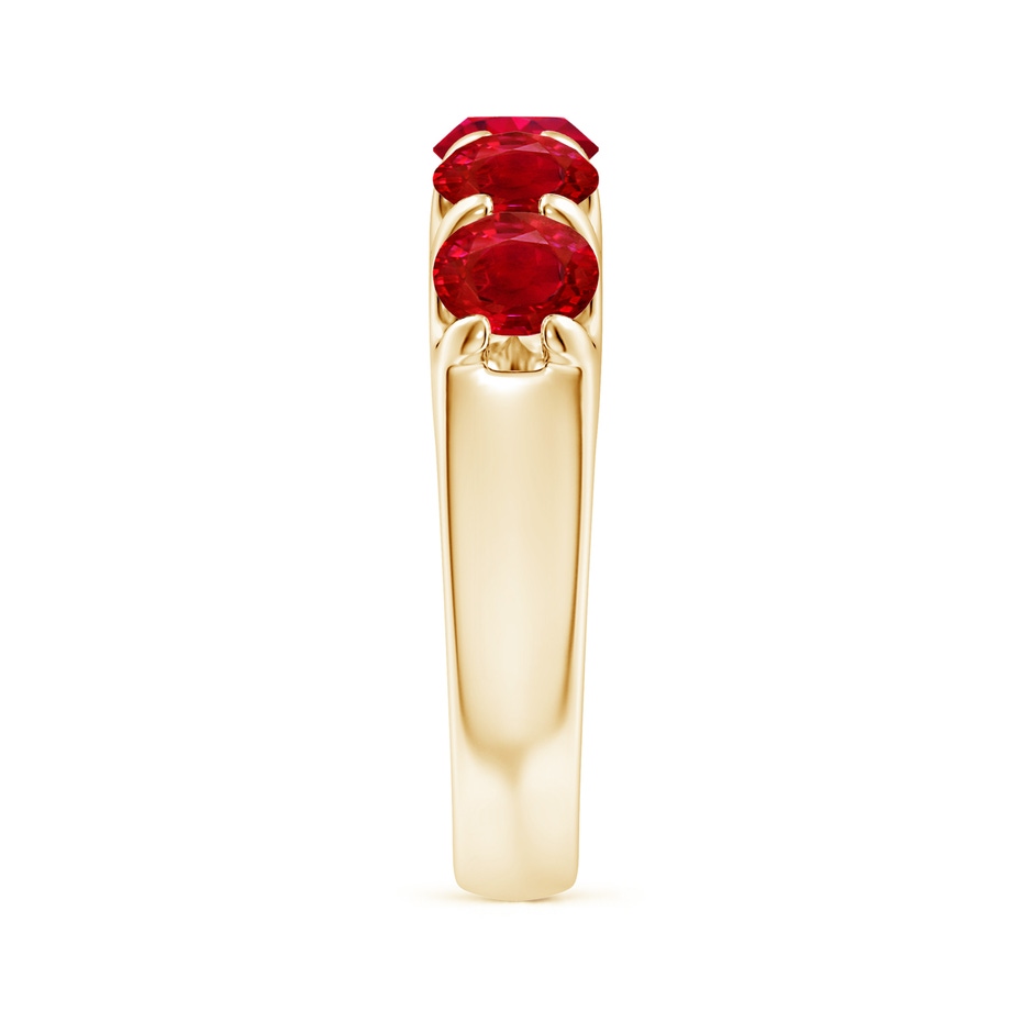 5mm AAA Shared Prong Set Half Eternity Ruby Wedding Band in Yellow Gold side 299