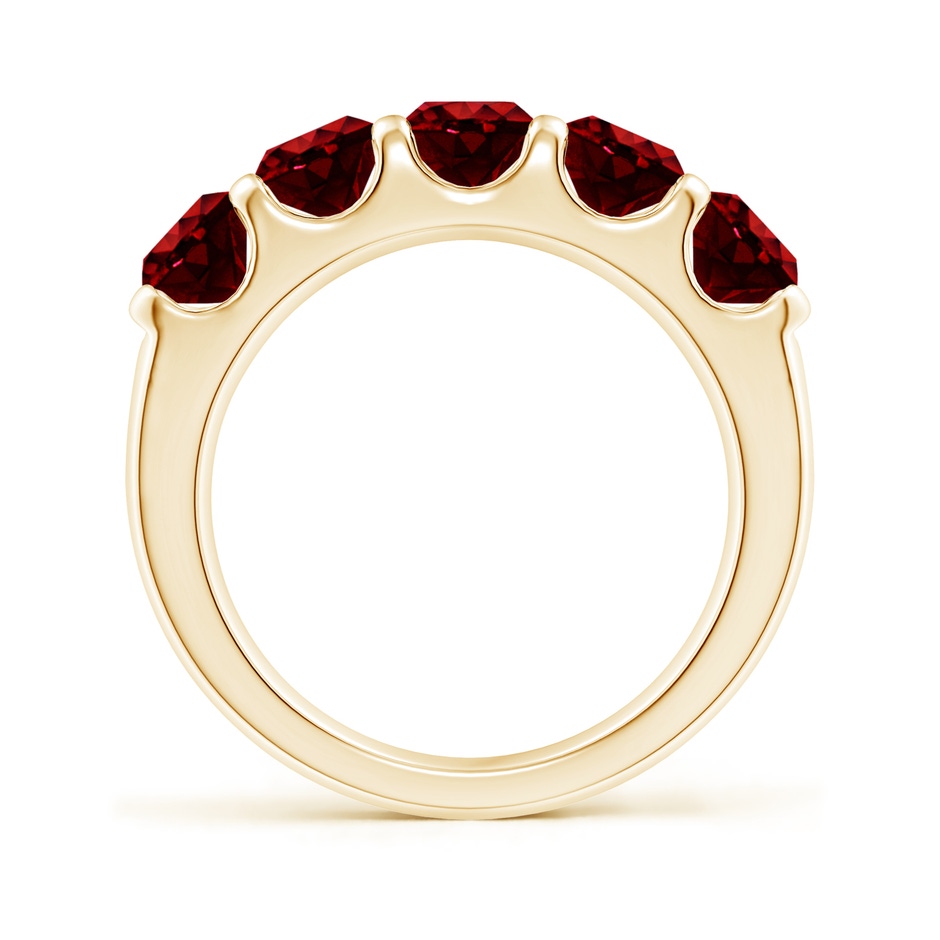 5mm AAAA Shared Prong Set Half Eternity Ruby Wedding Band in Yellow Gold side 199