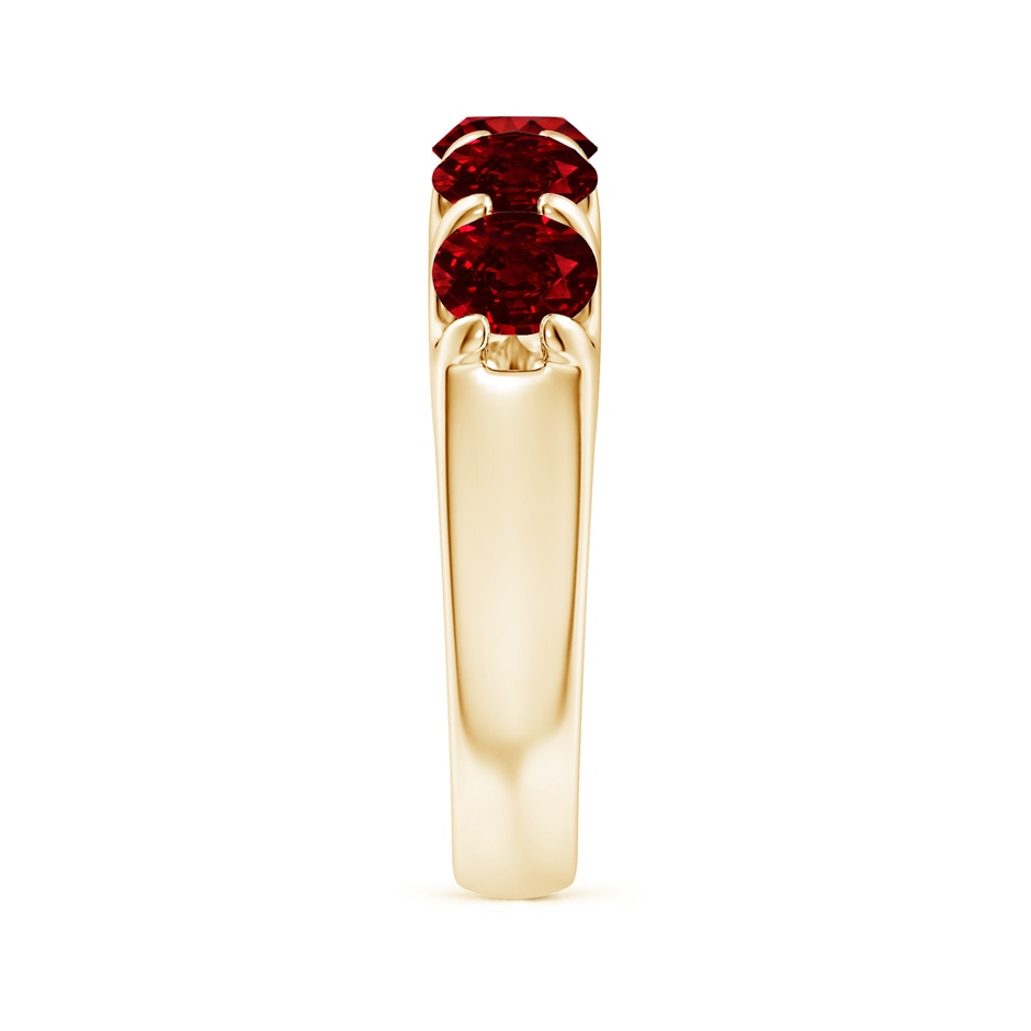 5mm AAAA Shared Prong Set Half Eternity Ruby Wedding Band in Yellow Gold side 299