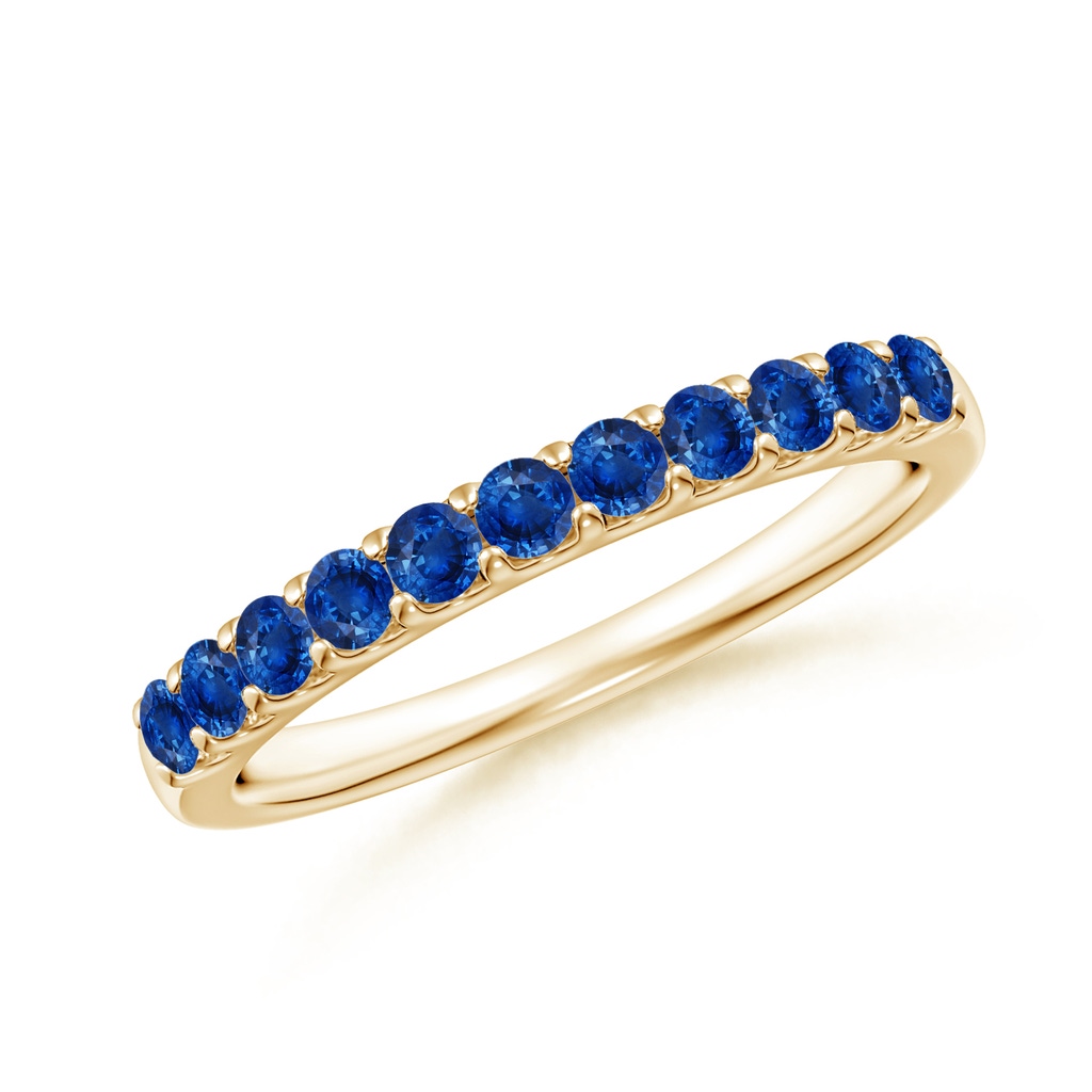 2.1mm AAA Shared Prong Set Half Eternity Sapphire Wedding Band in 9K Yellow Gold