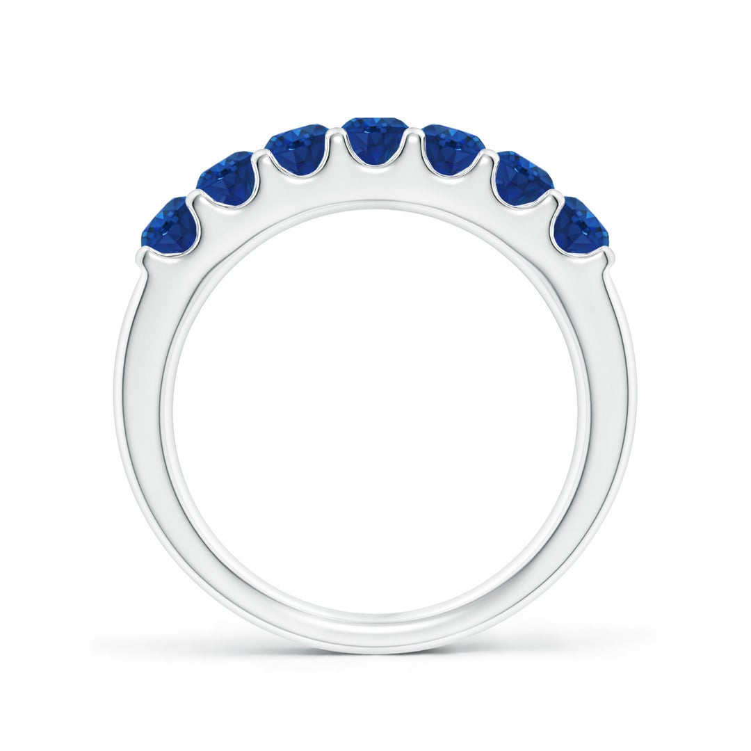 3.1mm AAA Shared Prong Set Half Eternity Sapphire Wedding Band in White Gold - side 3