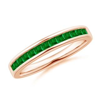 1.8mm AAAA Channel Set Square Emerald Half Eternity Band in 10K Rose Gold