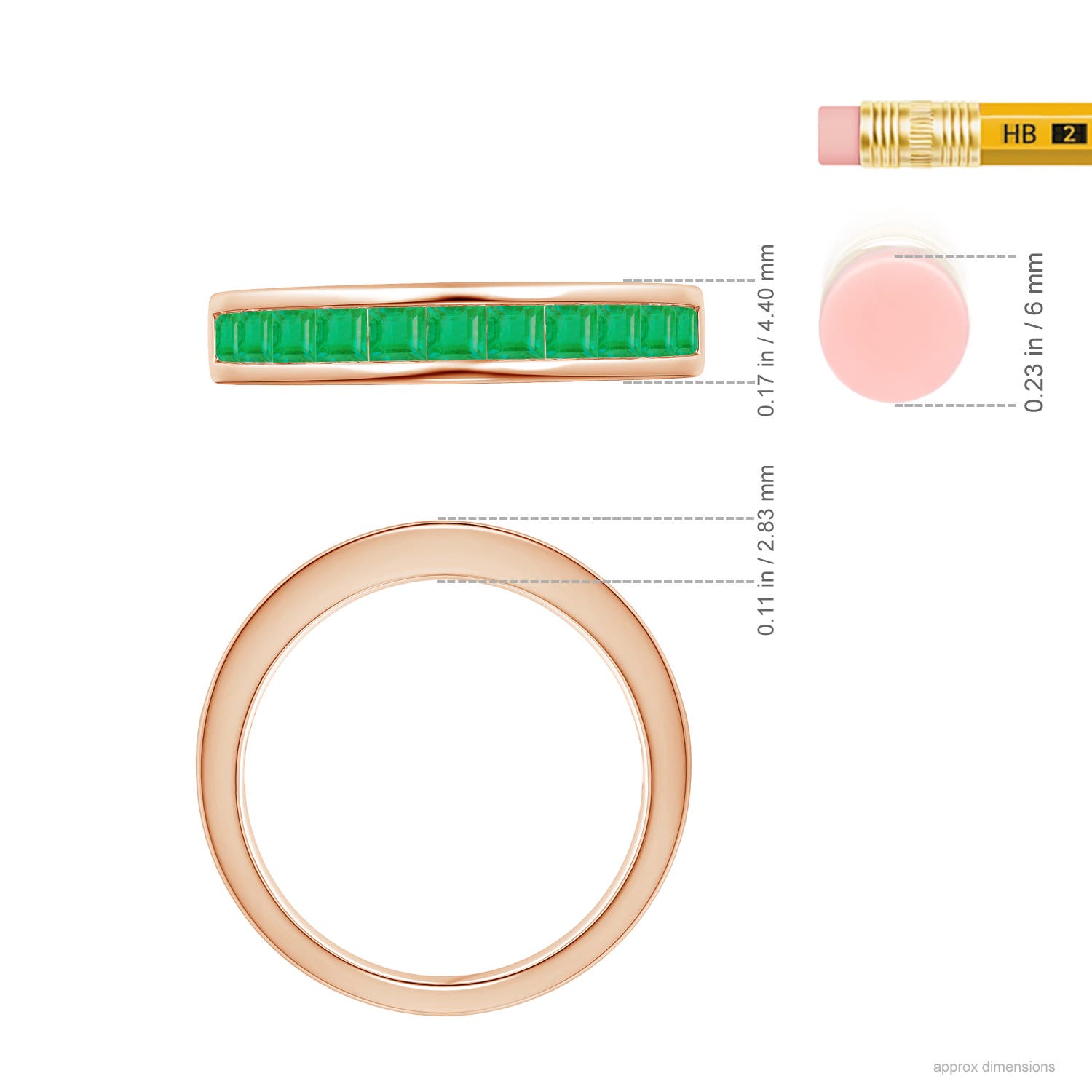 A - Emerald / 0.77 CT / 14 KT Rose Gold