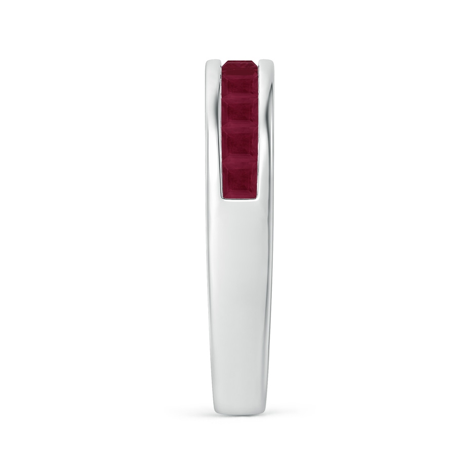 2.4mm A Channel Set Square Ruby Half Eternity Band in White Gold side-2