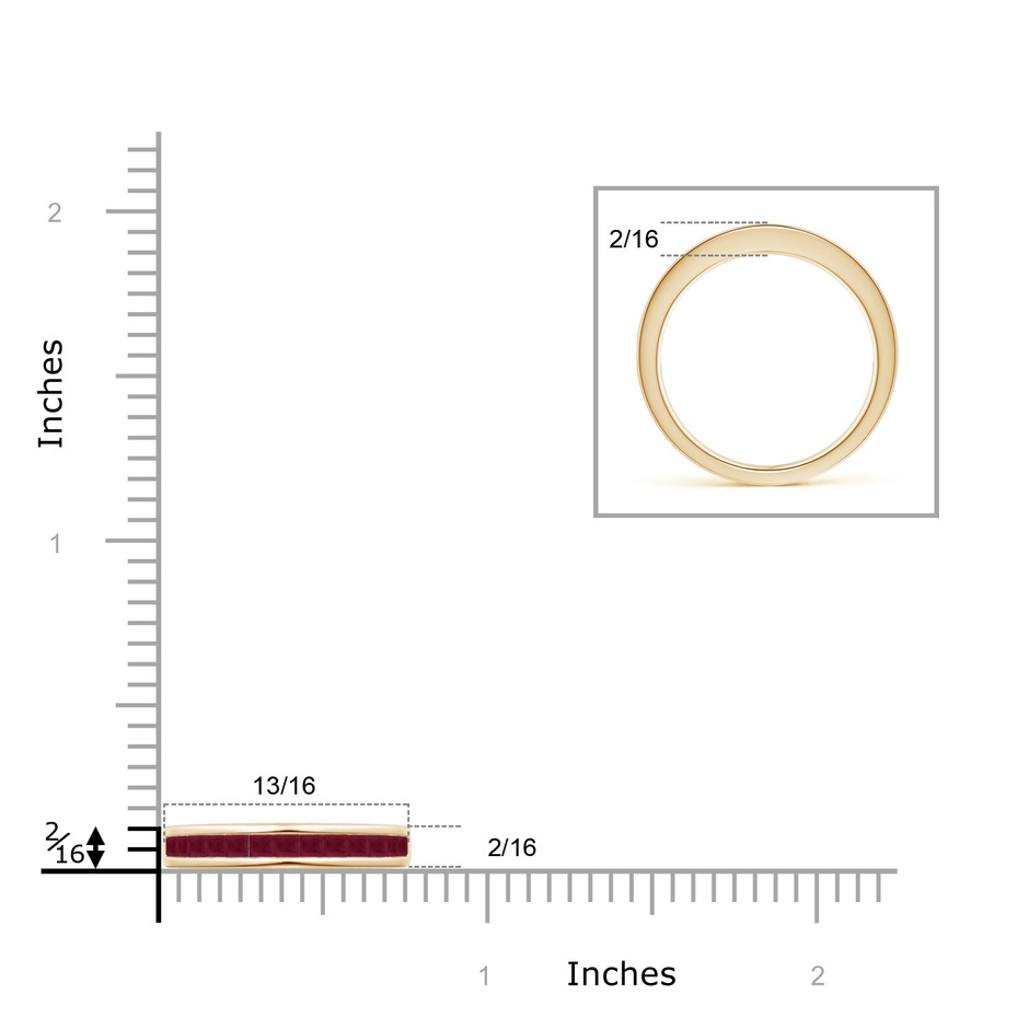 2mm A Channel Set Square Ruby Half Eternity Band in 10K Yellow Gold product image
