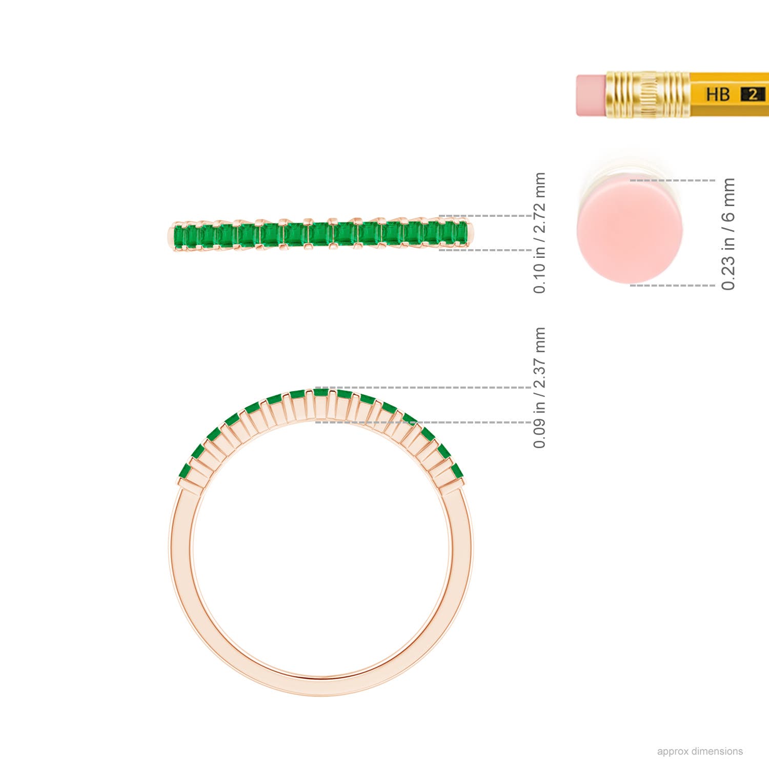 AA - Emerald / 0.2 CT / 14 KT Rose Gold