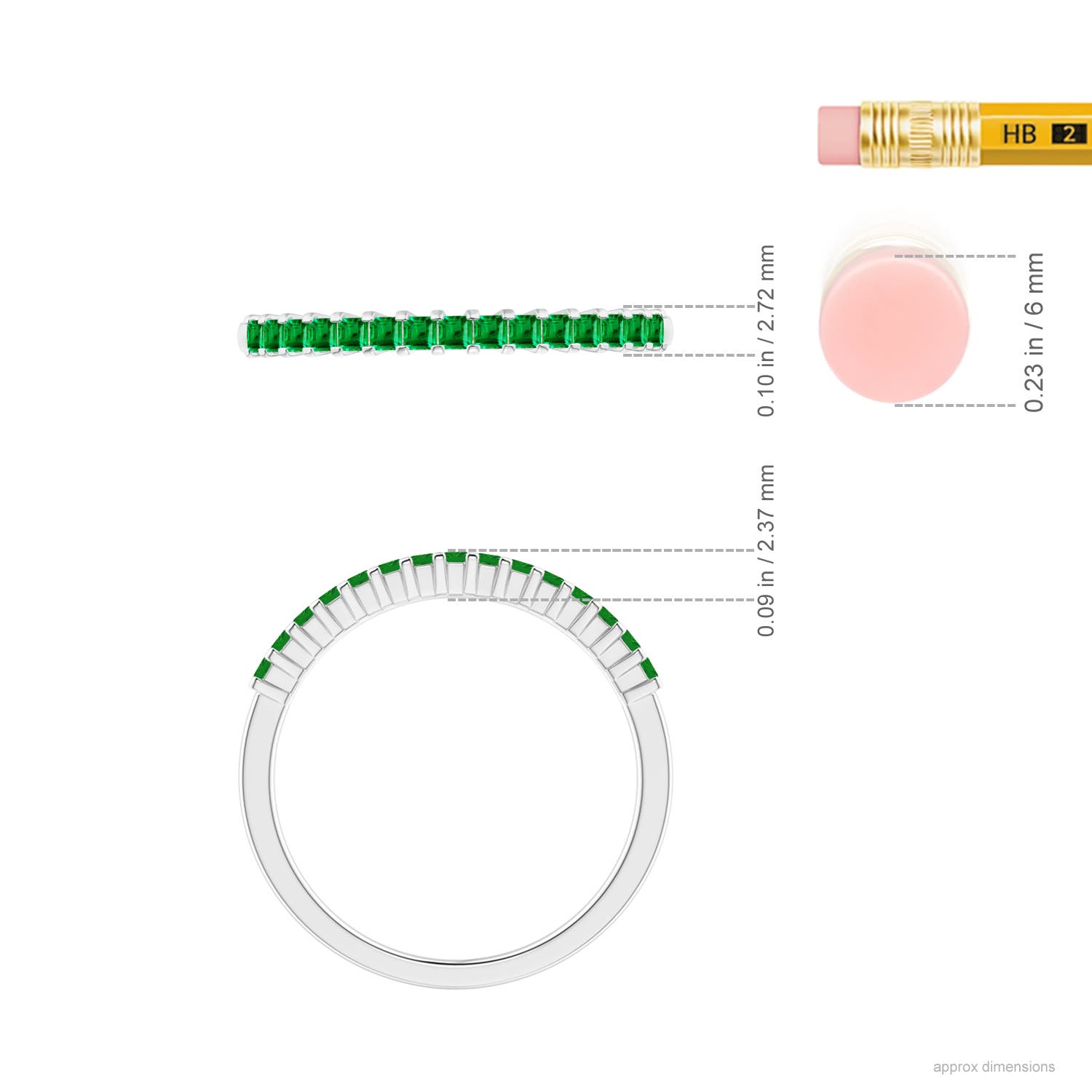 AAA - Emerald / 0.2 CT / 14 KT White Gold