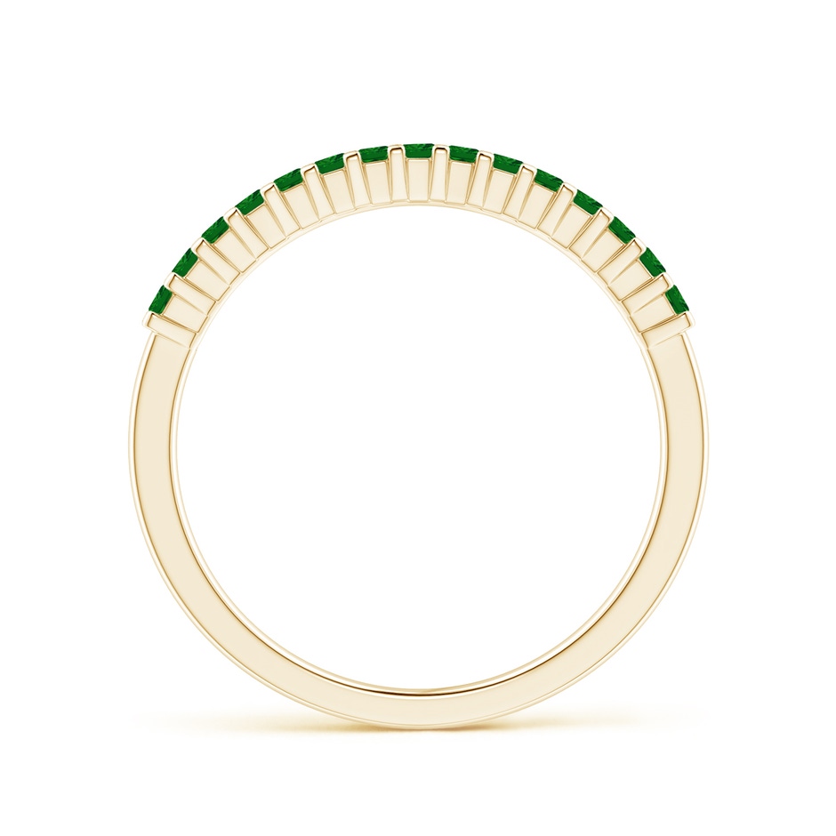 1.5mm AAAA Square Emerald Semi Eternity Classic Wedding Band in Yellow Gold Side-1