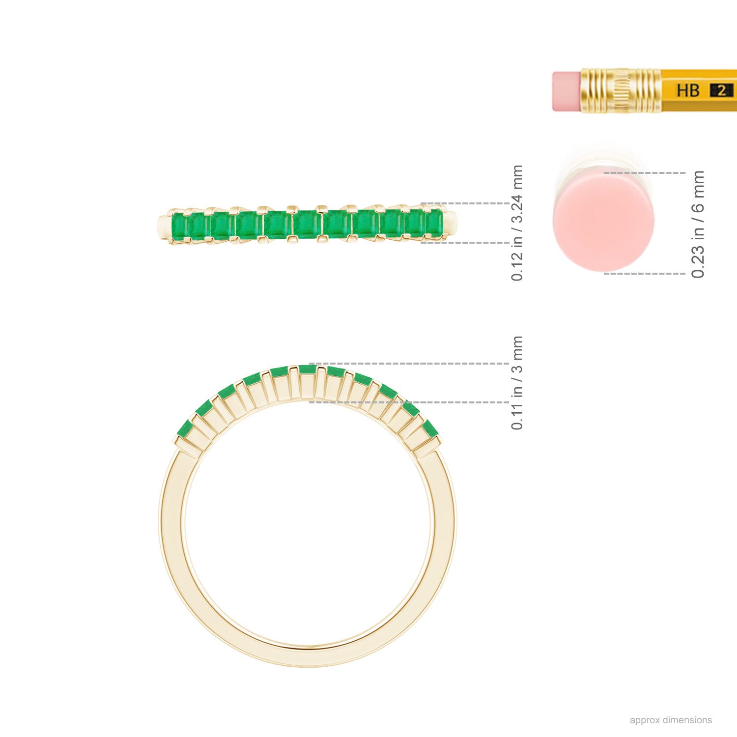 A - Emerald / 0.39 CT / 14 KT Yellow Gold