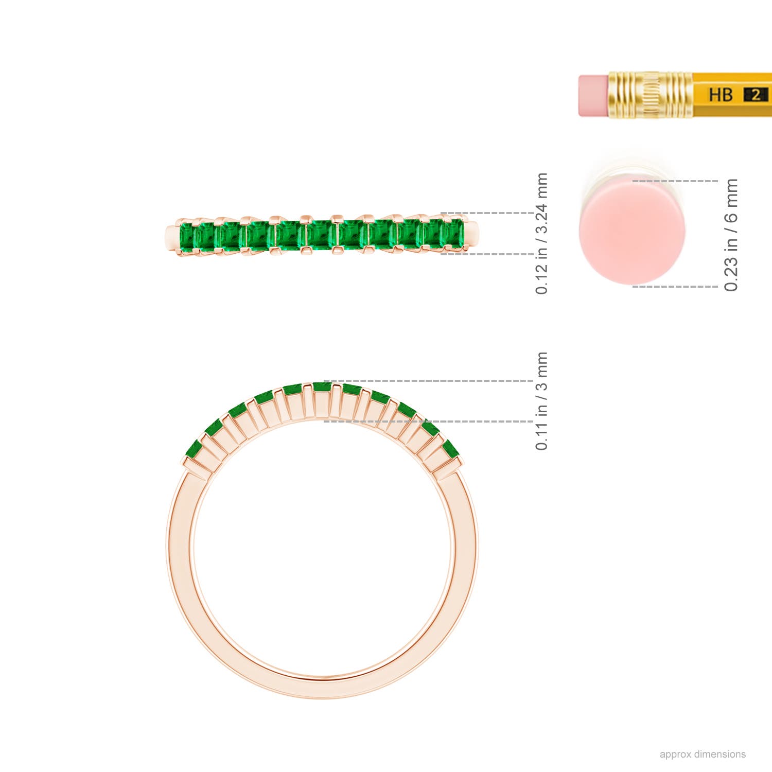 AAA - Emerald / 0.39 CT / 14 KT Rose Gold