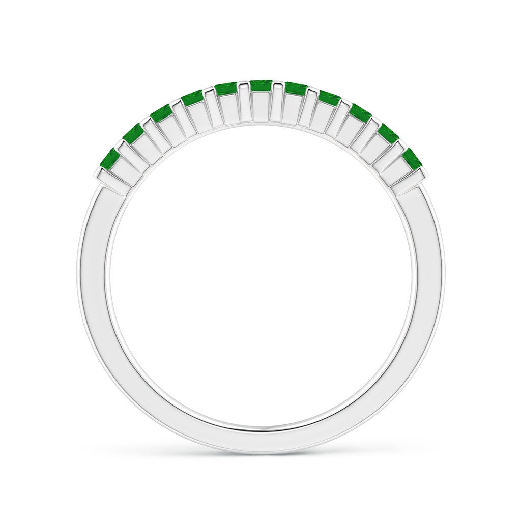 1.9mm AAA Square Emerald Semi Eternity Classic Wedding Band in White Gold Side-1