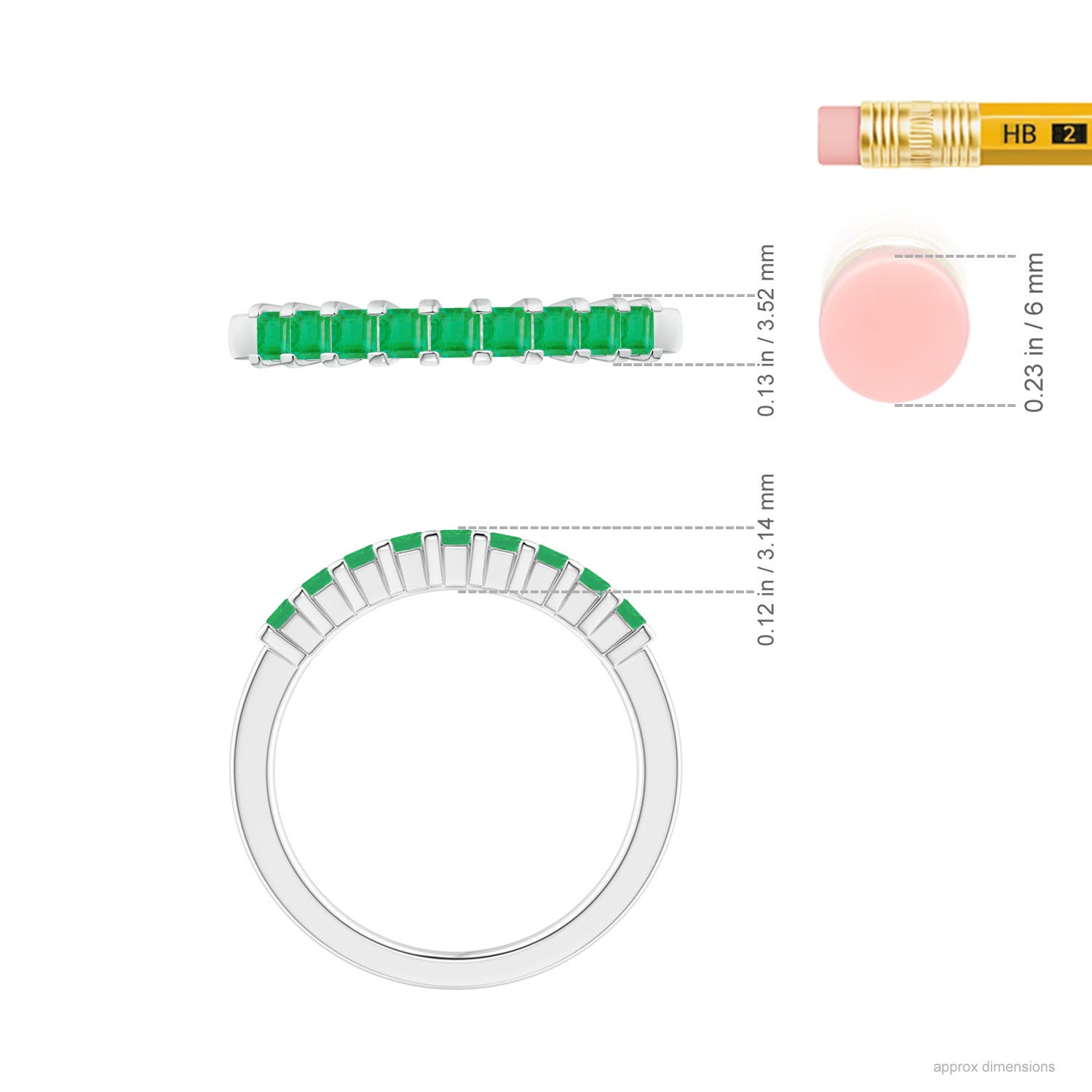 A - Emerald / 0.45 CT / 14 KT White Gold