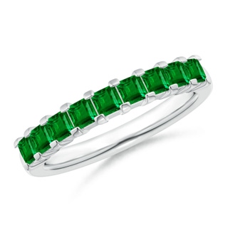 2.6mm AAAA Square Emerald Semi Eternity Classic Wedding Band in White Gold