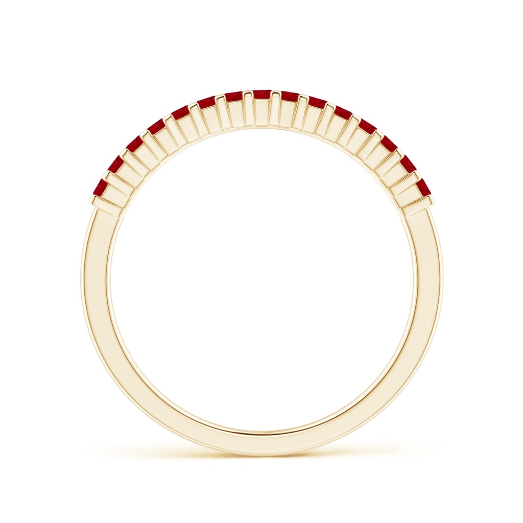1.5mm AAAA Square Ruby Semi Eternity Classic Wedding Band in Yellow Gold Side-1