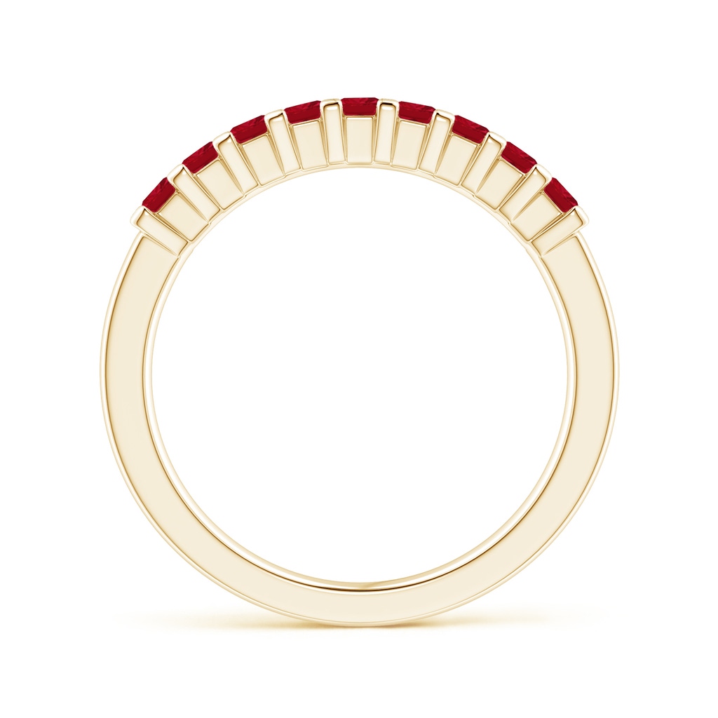 2.2mm AAA Square Ruby Semi Eternity Classic Wedding Band in Yellow Gold Side-1