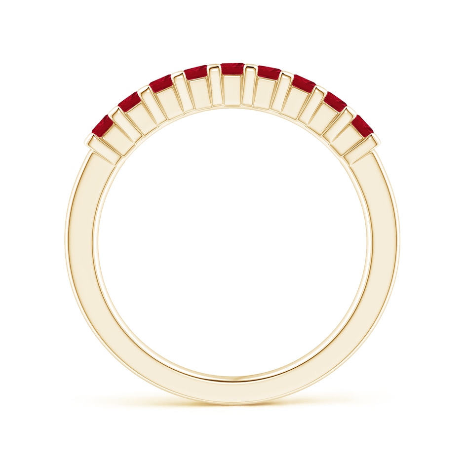 2.2mm AAA Square Ruby Semi Eternity Classic Wedding Band in Yellow Gold side-1