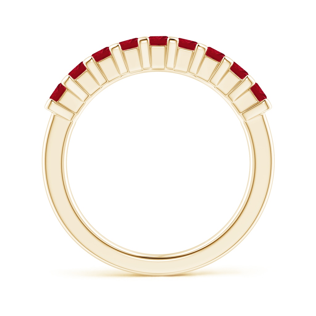2.6mm AAA Square Ruby Semi Eternity Classic Wedding Band in Yellow Gold - side_1