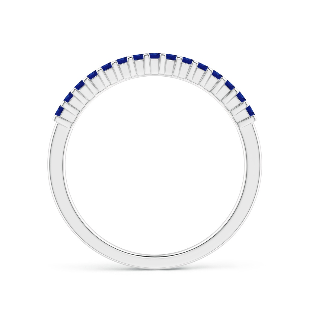 1.5mm AAAA Square Blue Sapphire Semi Eternity Classic Wedding Band in White Gold Side-1